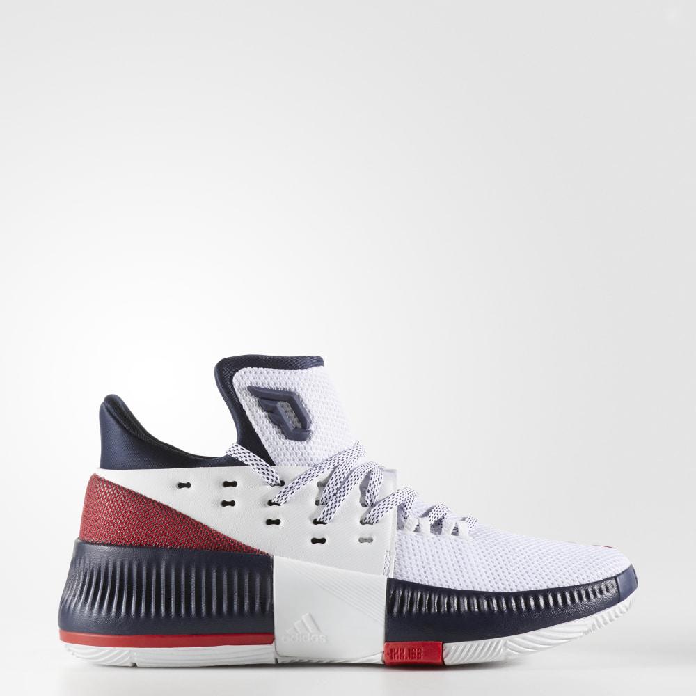 Adidas Boys' Dame 3 Basketball Shoes White/Deep Red/Navy Ireland BW1101